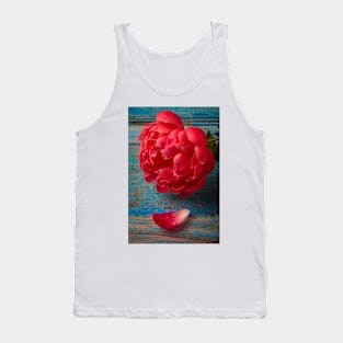 Peony On Blue Table Tank Top